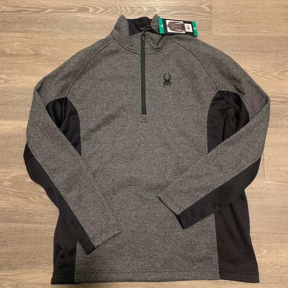 Mens SPYDER Black Gray 1/4 Zip Outbound Jacket XL - NWOT